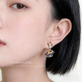 Gold Tone Multicolor Enamel Geometric Fan Drop Stud Earrings view 2
