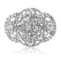 Openwork Oval Rhinestone Brooch Silver Gold Blue Brown Pin view 1