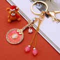 Round Pipa Keychains With Crystal Flowers in Five Enamel Colors view 2