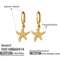 Zirconia Starfish Huggie Hoop Earrings Gold Steel ABC view 6