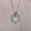 Starburst Snowflake Crystal Necklace in Silver Tone view 2