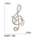 Rhinestone Treble Clef Brooch AB Crystal Notes Gold Silver view 5