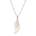 White Sea Shell Leaf Irregular Pendant Necklace Steel view 5
