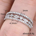 Silver Triple Band Marquise Clear CZ Ring Sizes 6-10 view 4