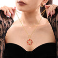 Gold Paperclip Snowflake Enamel Pendant Necklace Zircon Accents view 3