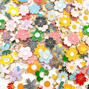 Alloy Colorful Flower Metal Charms with 3 Listed Options