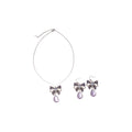 Silver Crystal Butterfly Bow Teardrop Earrings and Necklaces view 5