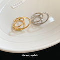 Geometric Double Loop Open Cuff Rings Gold and Silver view 2