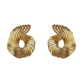 Ribbed Spiral Metal Stud Earrings Silver and Gold Tones view 5