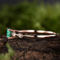Rose Gold Tone Green Round Stone Marquise Accent Ring view 3