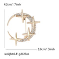 Crystal Crescent Moon And Star Brooch in Two Metal Tones view 7