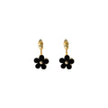 Gold Acrylic Flower Ear Jacket Earrings White Black Dual Wear view 5