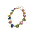 Multicolor Heart Crystal Gold Tone Chain Necklace Jewelry Design view 5