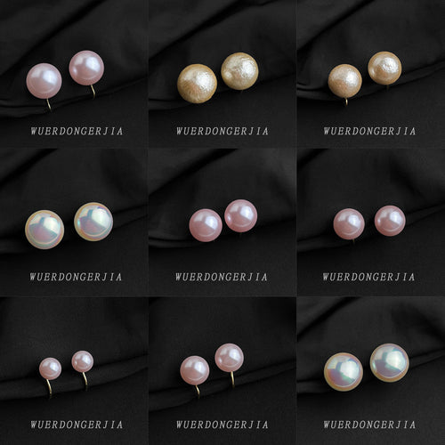 Grid pink glass cotton mabe pearl clip earrings samples