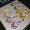 Crystal Teardrop Cluster Chandelier Earrings in Four Colors view 3
