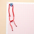 Red Braided Cord Heart Blue Evil Eye Adjustable Bracelet view 4