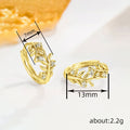 Silver Tone Leaf Vine Hoop Earrings With Clear Stone Accents view 4