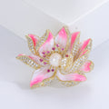 Gradient Enamel Lotus Brooch with Pearl Center Clothing Pin view 6