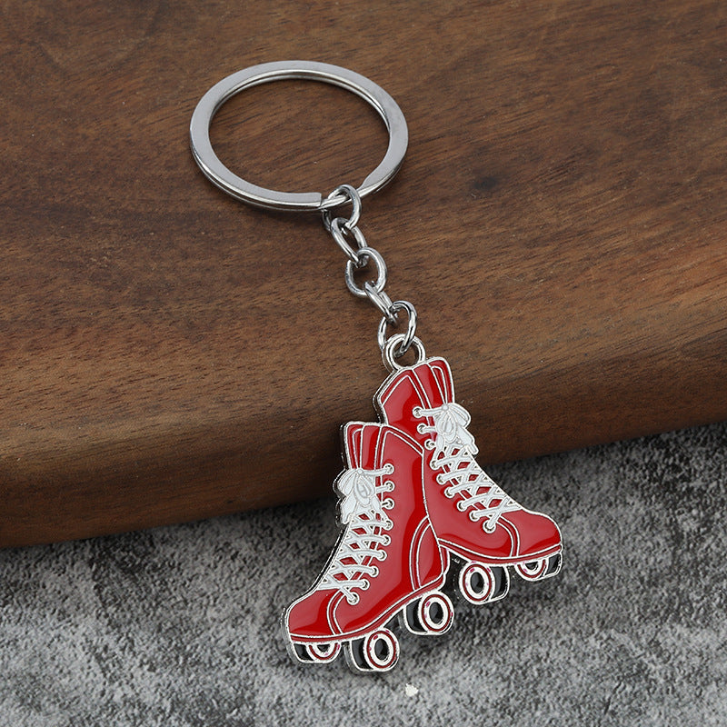 Orange Roller Skate Metal Keychain Fashion Inline Skate Key Ring