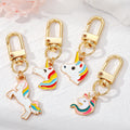 Gold Tone Colorful Enamel Unicorn Clip Keychains in Four Designs view 1