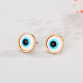 Round Blue Evil Eye Stud Earrings in Three Tone Combinations view 3