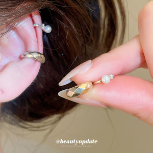 Gold and Silver Tone Polished Pearl Accent Ear Cuff Sets