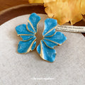 Large Enamel Flower Statement Stud Earrings Two Colors view 4