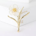 White Shell Flower Branch Brooch with Crystal Buds view 6