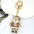 Rhinestone Santa Claus Keychain Gold Tone Bag Charm view 7