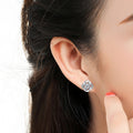 Silver Tone Swirl Flower Clear Stone Cluster Stud Earrings view 4