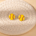 Nine Yellow Softball Heart Bow and Ball Novelty Earrings view 9