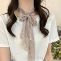 Printed Narrow Neck Scarves in Red Blue and Floral Designs view 4