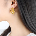 Irregular Hollow Textured Geometric Stud Earrings Gold Steel view 6