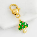 Enamel Mushroom Rose Heart Bear Daisy Charm Keychain in Gold Tone Alloy view 7