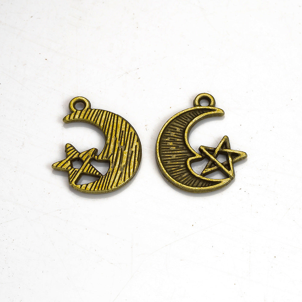 20x16mm Vintage Moon and Star Alloy Charm Pendant