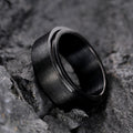 Black Brushed Spinner Band Ring Rotating Outer Sizes 6-13 view 3