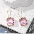 Square Asscher Cut Crystal Dangle Earrings Gold Hooks 5 Colors view 10