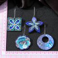 Silver Tone Blue Floral Butterfly and Evil Eye Acrylic Hook Earrings view 5