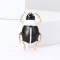 Black Enamel Beetle Brooch With Gold Tone Legs Jacket and Scarf Accessory view 1