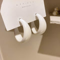 Chunky Curved Hoop Earrings in Orange and White Fashion Jewelry Accessories view 7