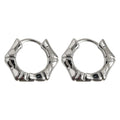 Silver Bamboo Joint Mini Huggie Hoop Earrings Pair view 5