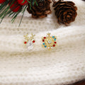 Multicolor Snowflake and Reindeer Mismatched Stud Earrings view 3