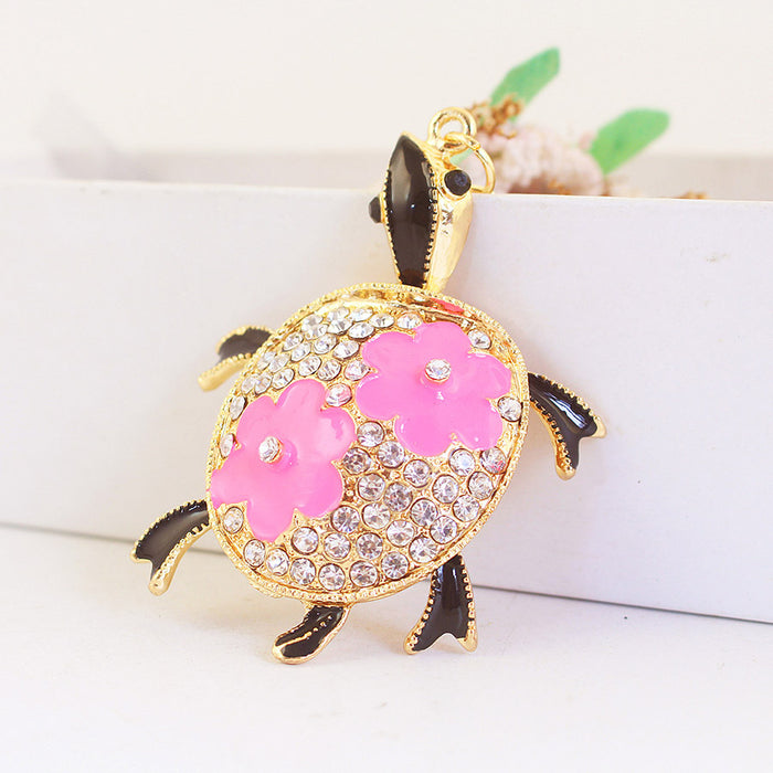Cute Rhinestone Turtle Car Keychain Bag Charm for Women