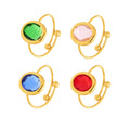 Gold Bezel Oval Czech Glass Open Rings Six Colors Size 7 view 5