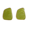 Gold Tone Lime Green Irregular Enamel Stud Earrings For Women view 5