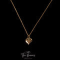 Gold Tone Polished Three Dimensional Heart Pendant Chain Necklace view 1