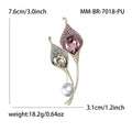 Twin Leaf Crystal Drop Brooch Purple Champagne Pearl view 6