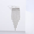 Crystal Chain Fringe Brooch With Rectangular Bar and Draped Tassels view 7