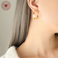 Gold And Steel Geometric Flat Band Hoop Earrings Pair view 4
