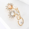 Pearl Rhinestone Daisy Stem Brooch Silver or Gold Tone Pin view 3